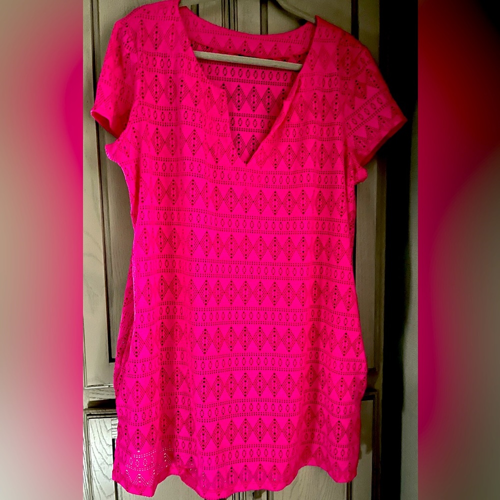 Bright pink swim cover up